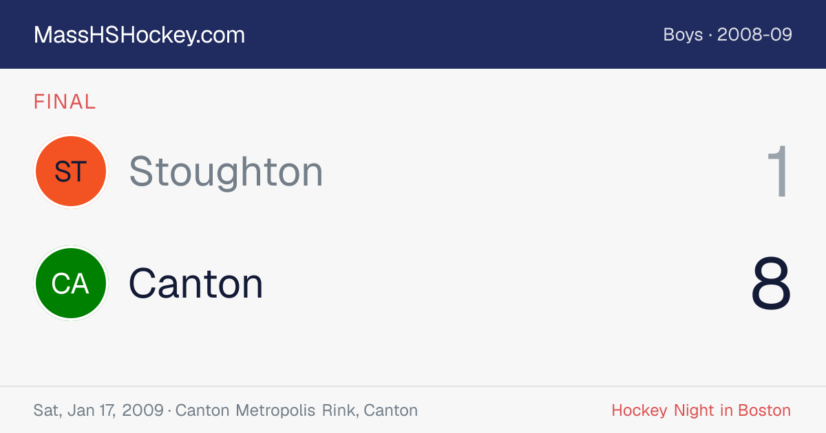 Stoughton at Canton score card