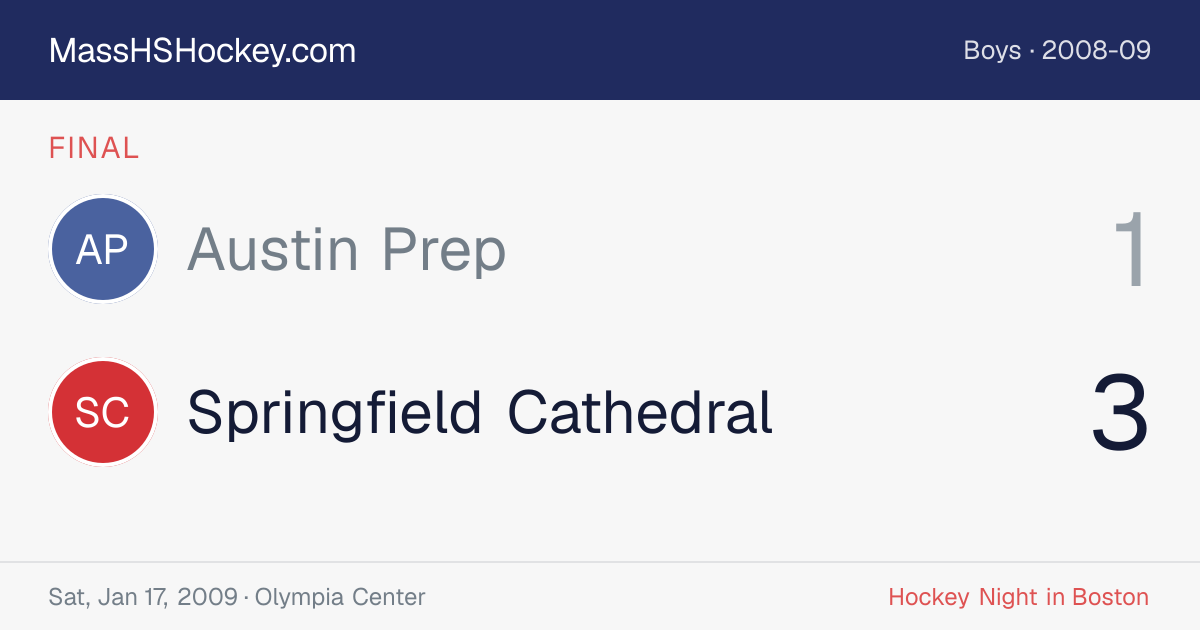 Austin Prep at Springfield Cathedral score card