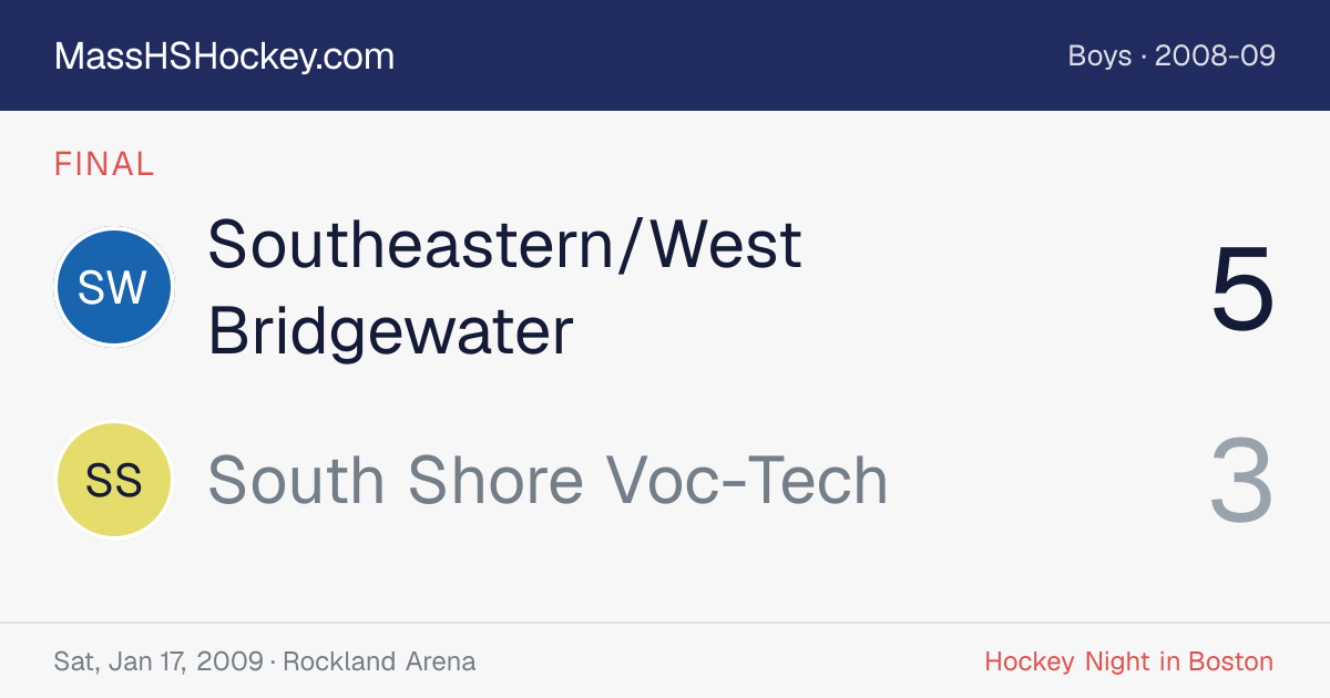 Southeastern/West Bridgewater at South Shore Voc-Tech score card