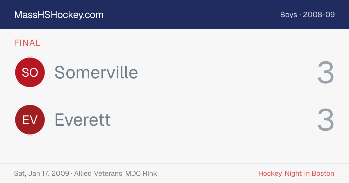 Somerville at Everett score card