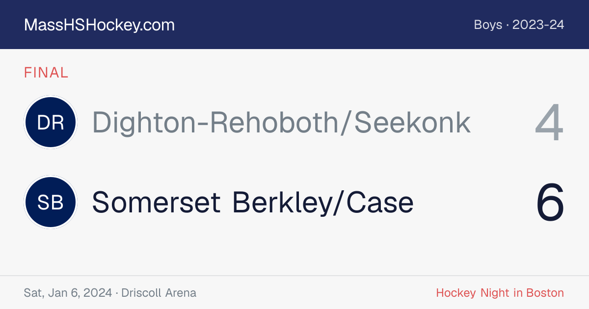 Dighton-Rehoboth/Seekonk at Somerset Berkley/Case score card