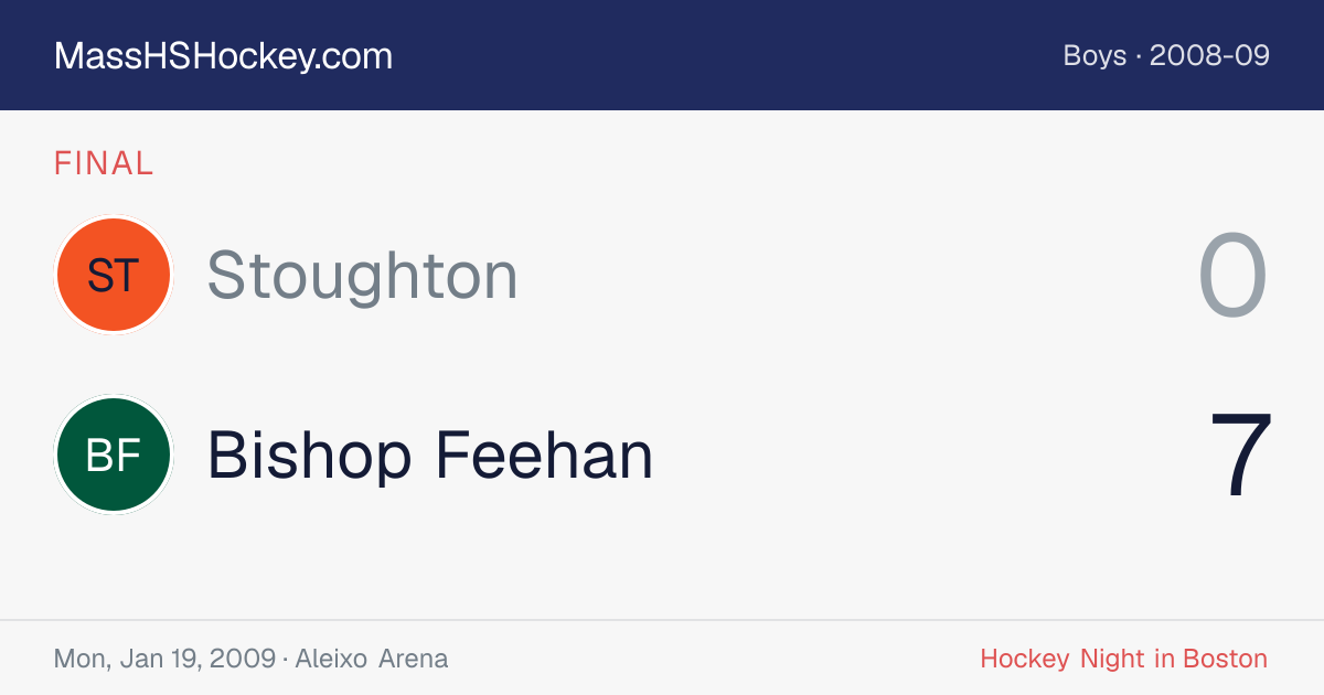 Stoughton at Bishop Feehan score card