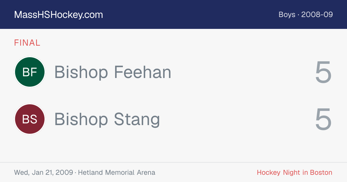 Bishop Feehan at Bishop Stang score card