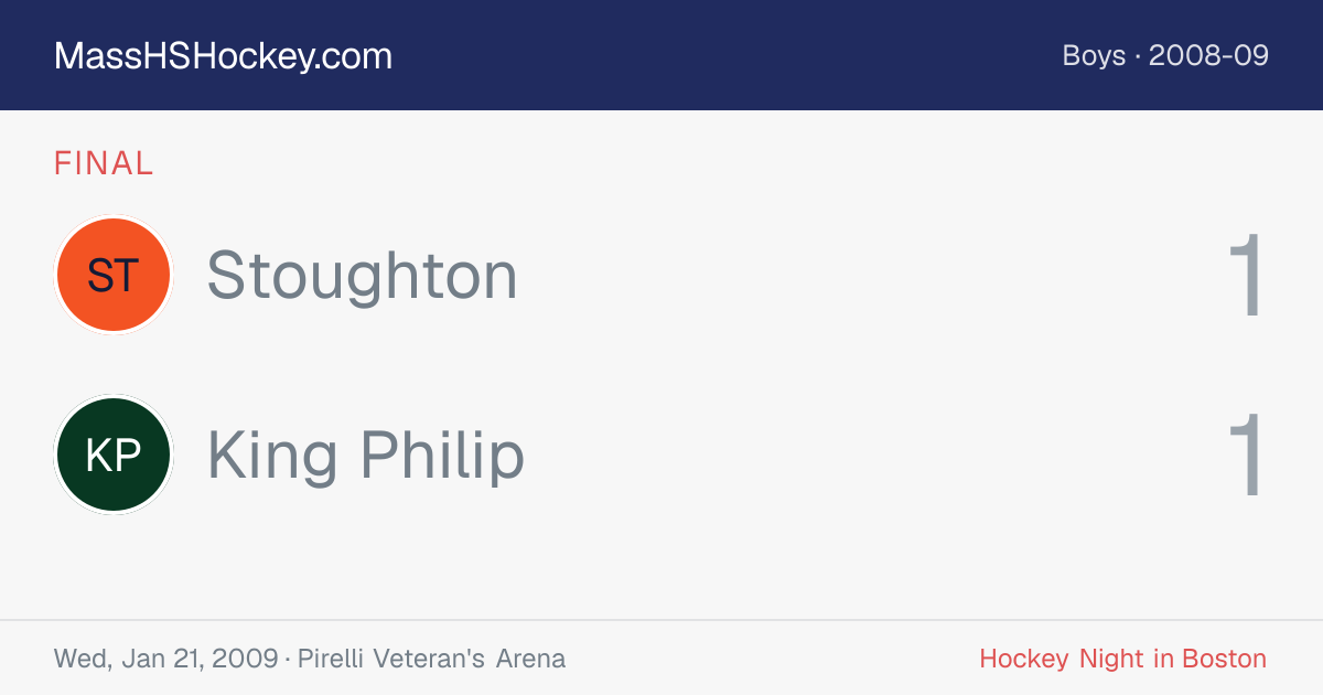 Stoughton at King Philip score card