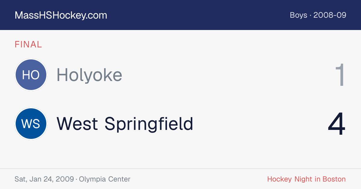 Holyoke at West Springfield score card