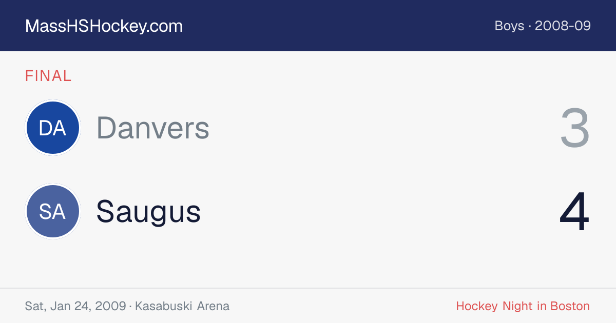 Danvers at Saugus score card