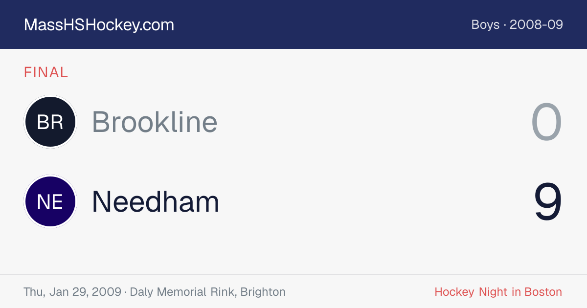 Brookline at Needham score card