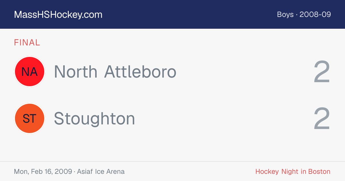 North Attleboro at Stoughton score card