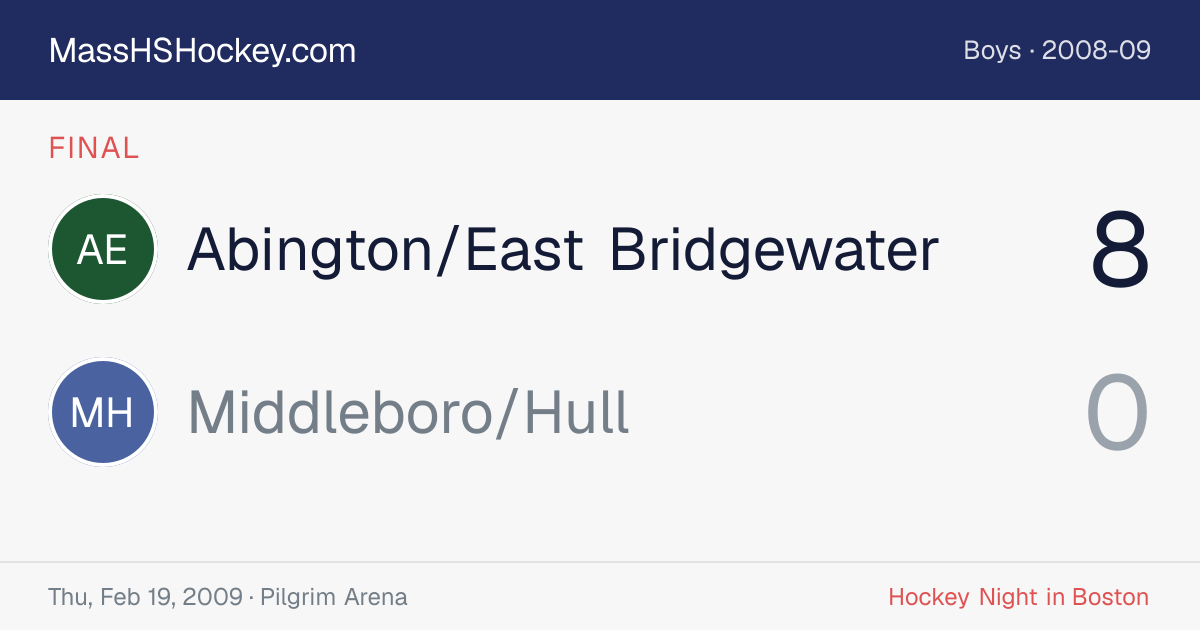 Abington/East Bridgewater at Middleboro/Hull score card