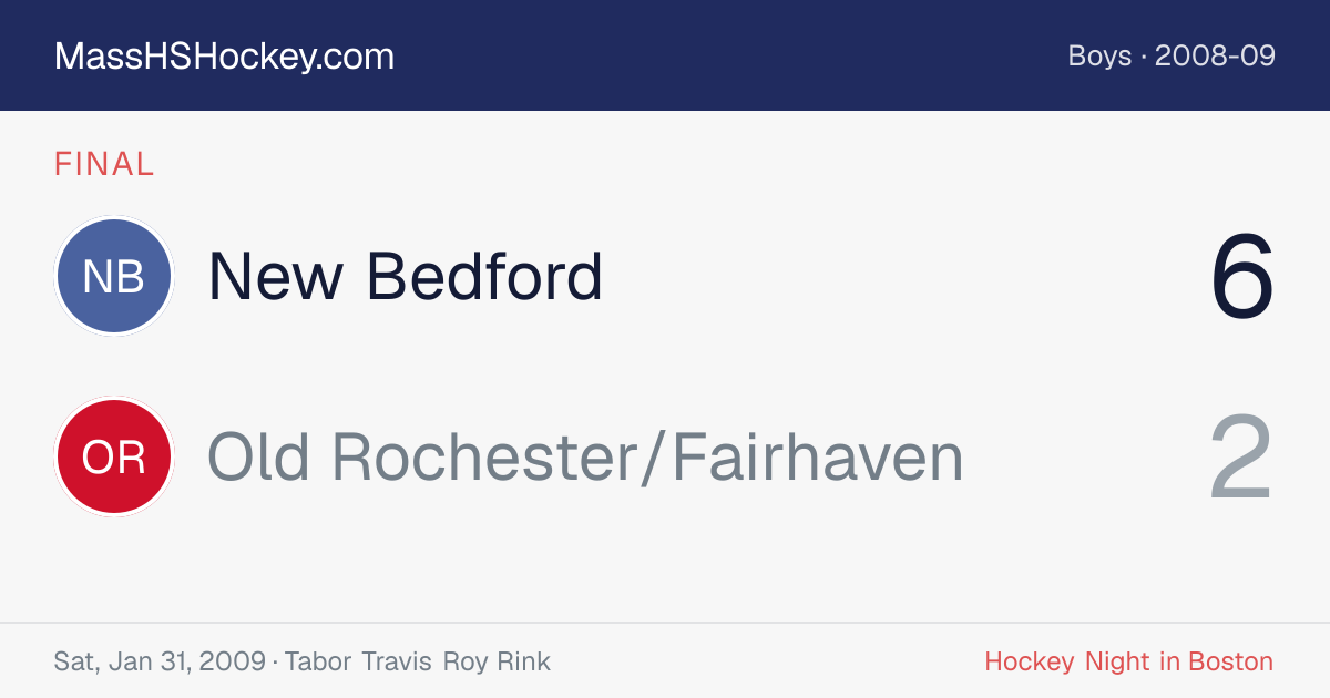 New Bedford at Old Rochester/Fairhaven score card