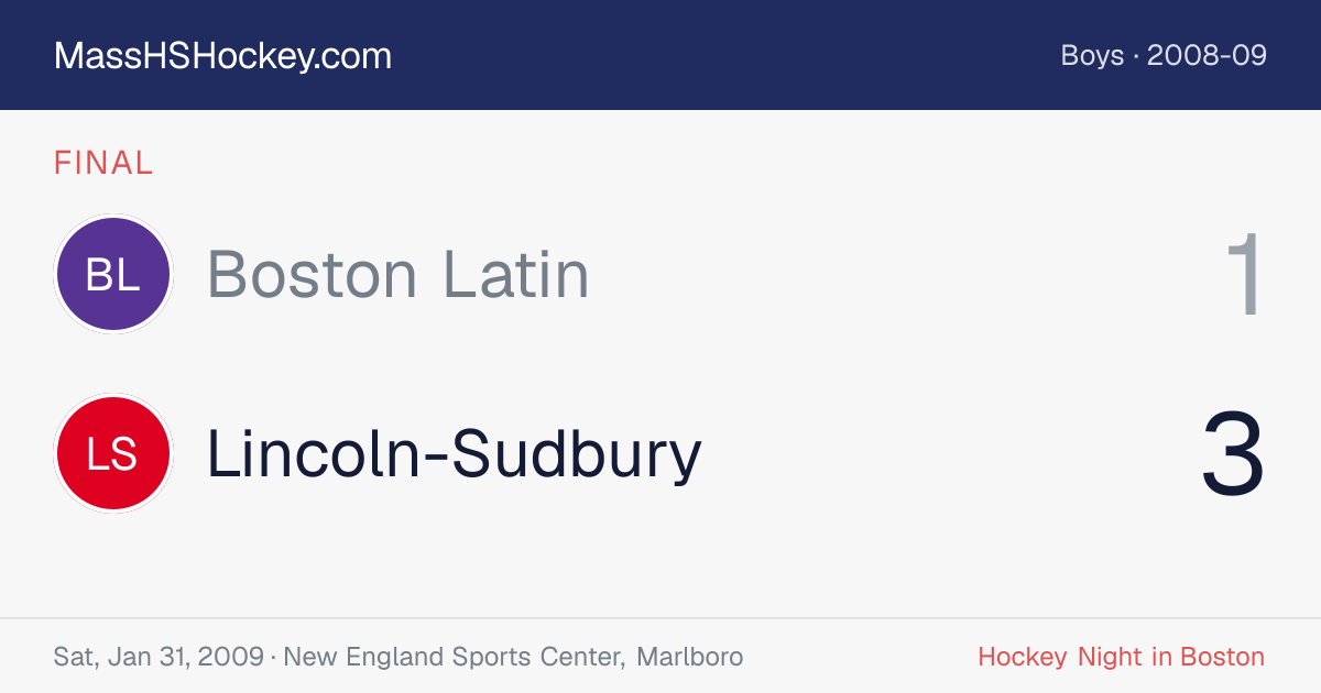 Boston Latin at Lincoln-Sudbury score card