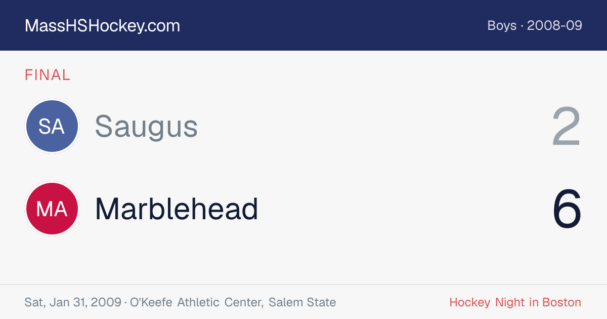 Saugus at Marblehead score card
