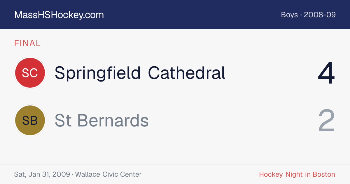 Springfield Cathedral at St Bernards score card