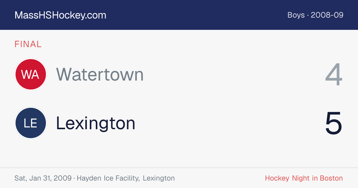 Watertown at Lexington score card