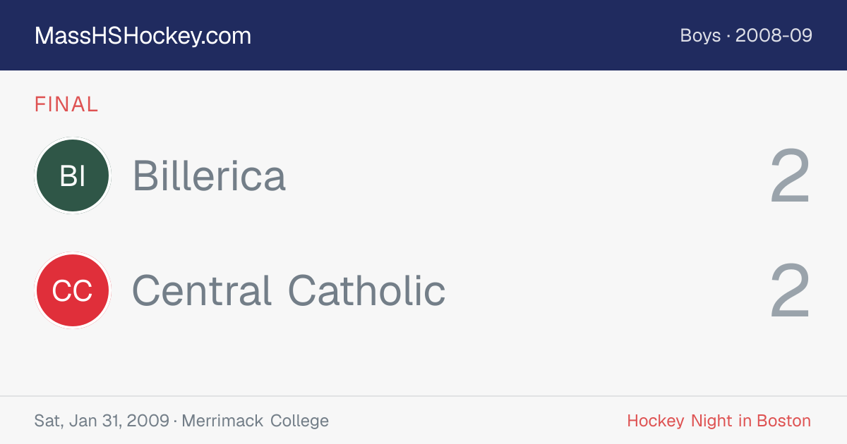 Billerica at Central Catholic score card