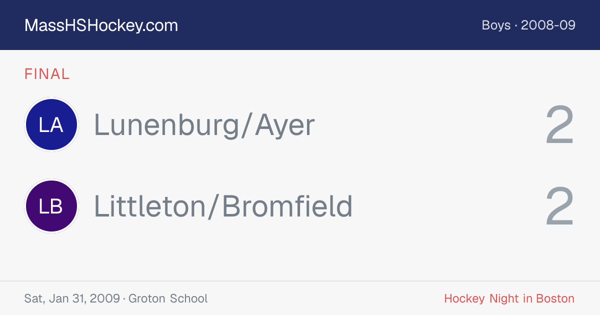 Lunenburg/Ayer at Littleton/Bromfield score card