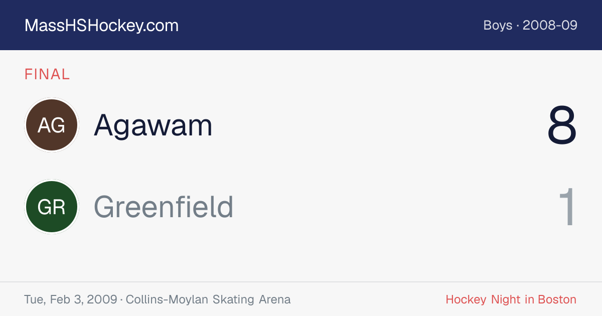 Agawam at Greenfield score card