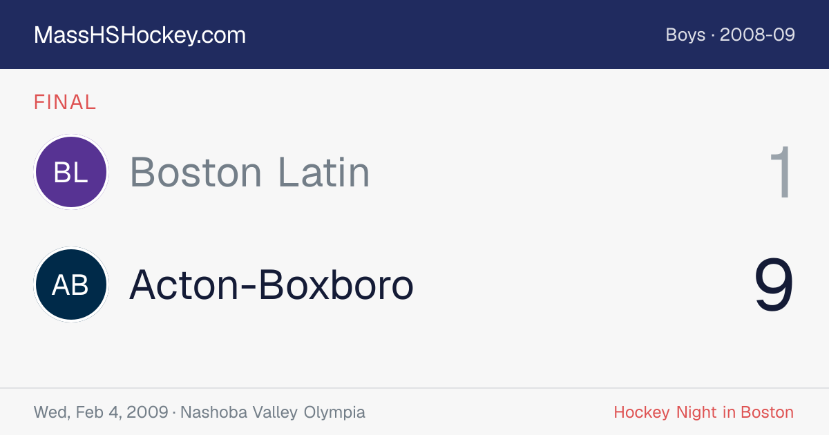 Boston Latin at Acton-Boxboro score card