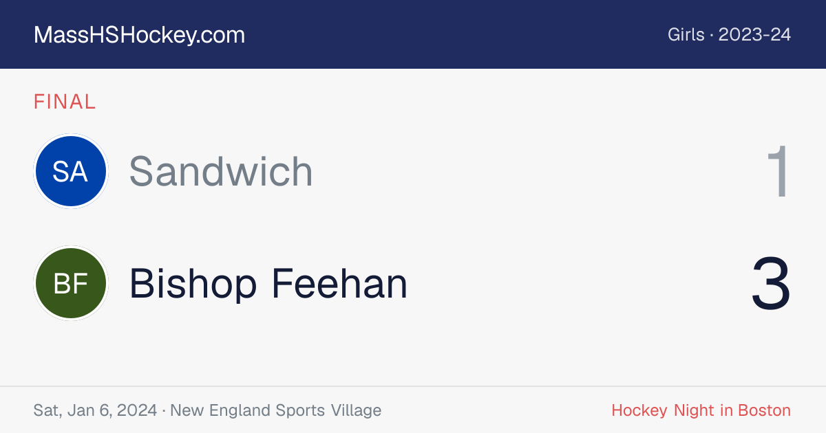 Sandwich at Bishop Feehan score card