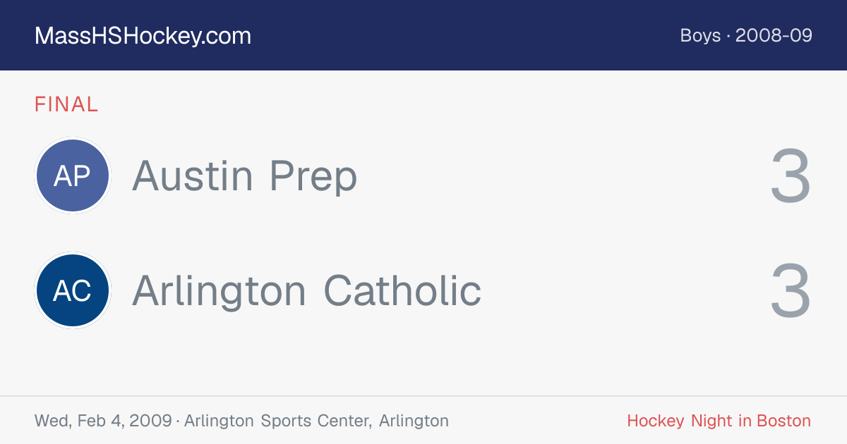 Austin Prep at Arlington Catholic score card