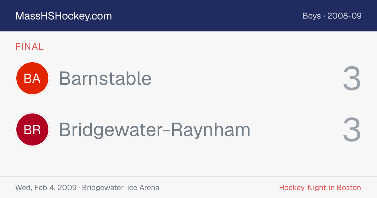 Barnstable at Bridgewater-Raynham score card