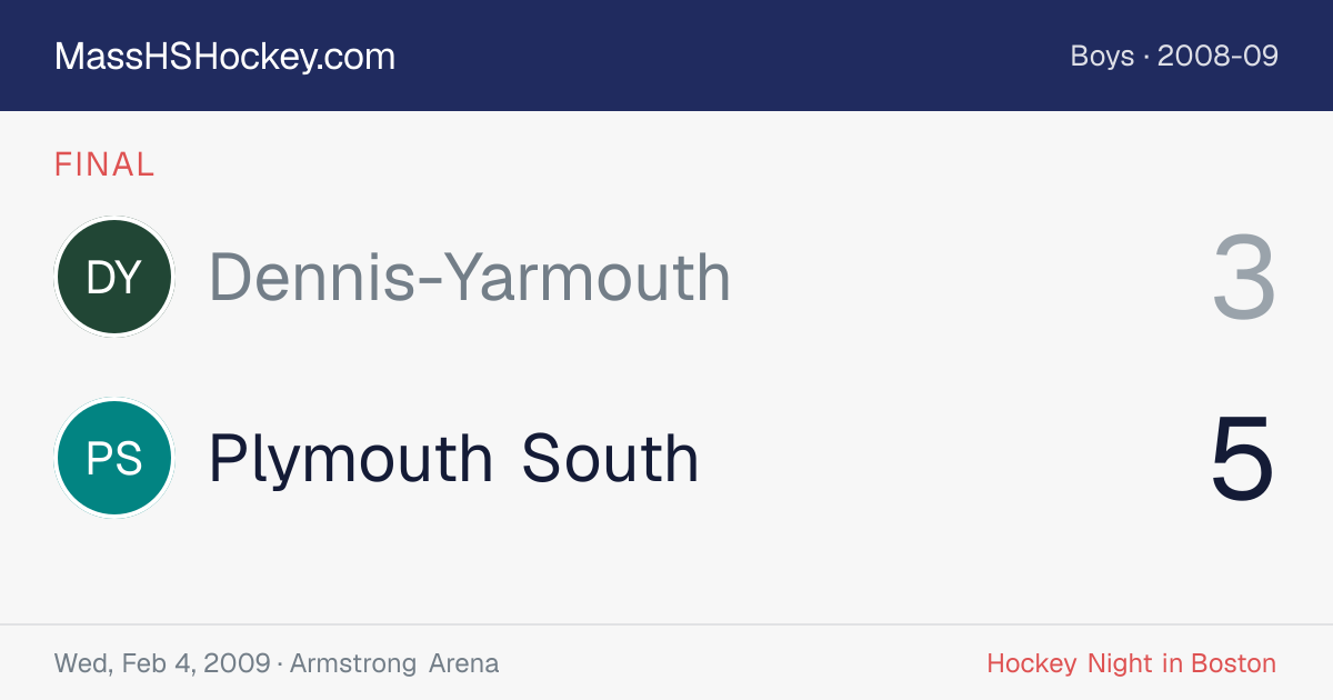 Dennis-Yarmouth at Plymouth South score card