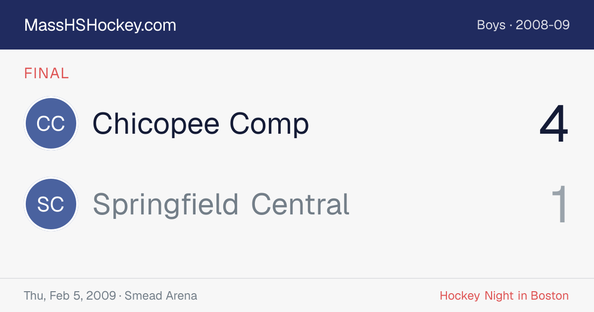 Chicopee Comp at Springfield Central score card