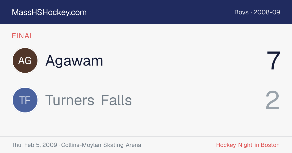Agawam at Turners Falls score card