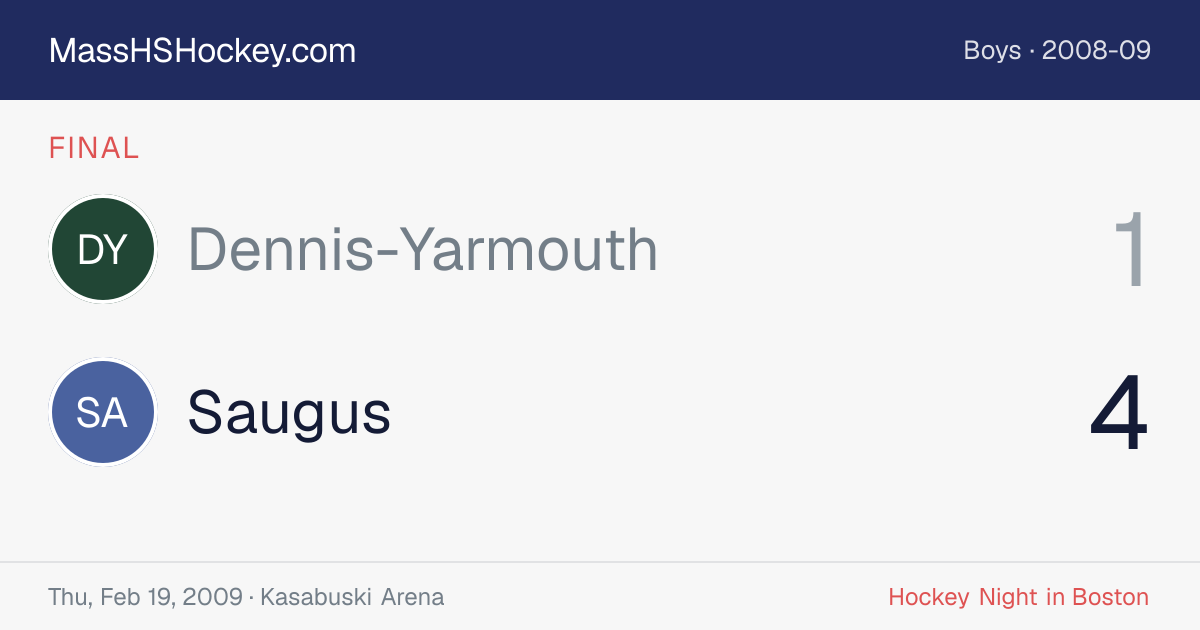 Dennis-Yarmouth at Saugus score card