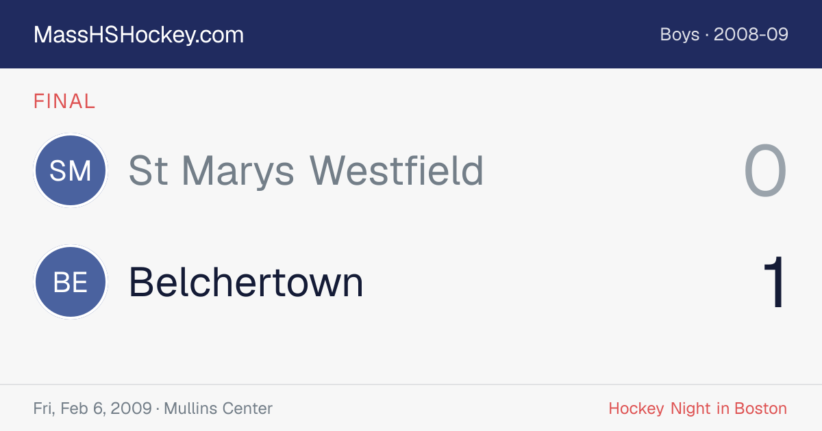 St Marys Westfield at Belchertown score card